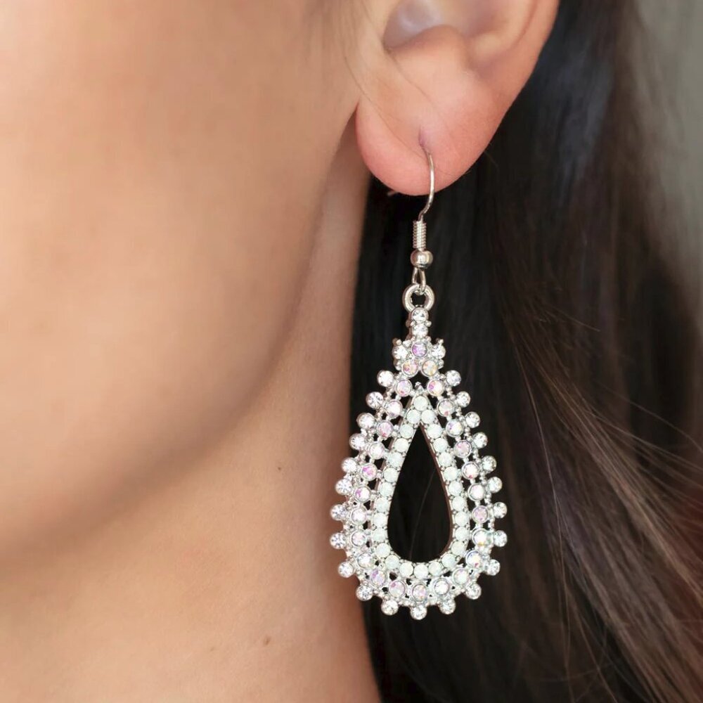 Paparazzi Jewelry Accessories - The Works - Multi Iridescent Earrings - Vintage